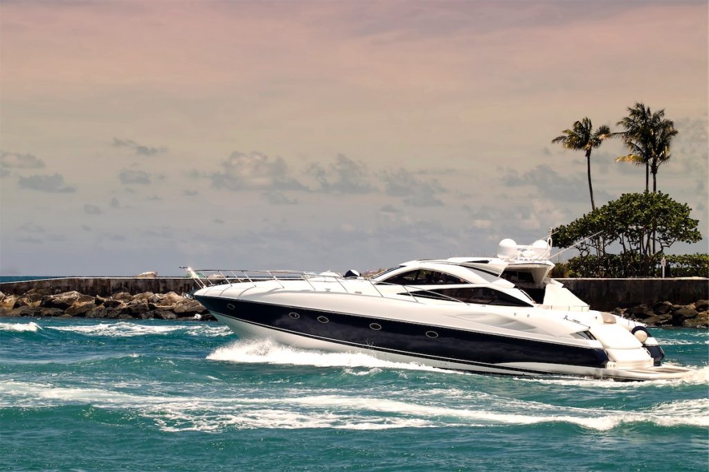 motor yacht cruising crossing the sea