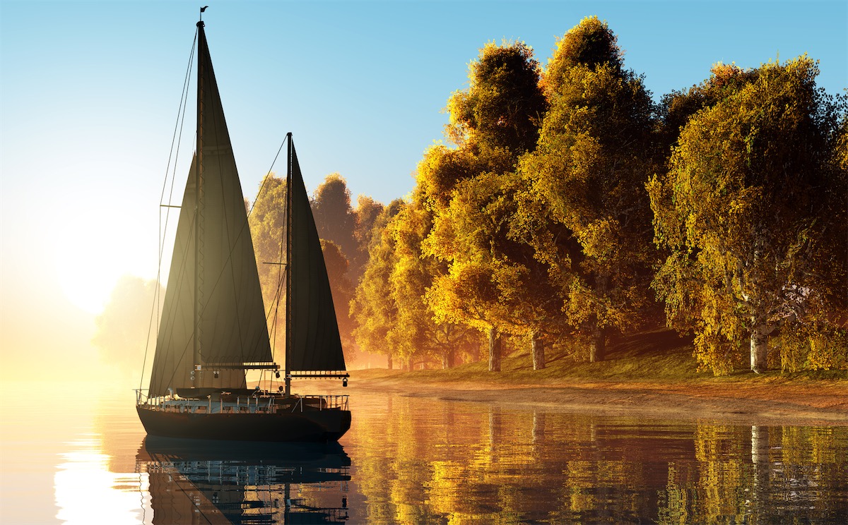 sailing boat in the sunset