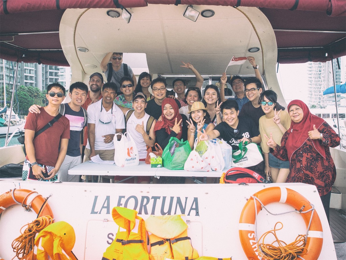 A group of people onboard a yacht